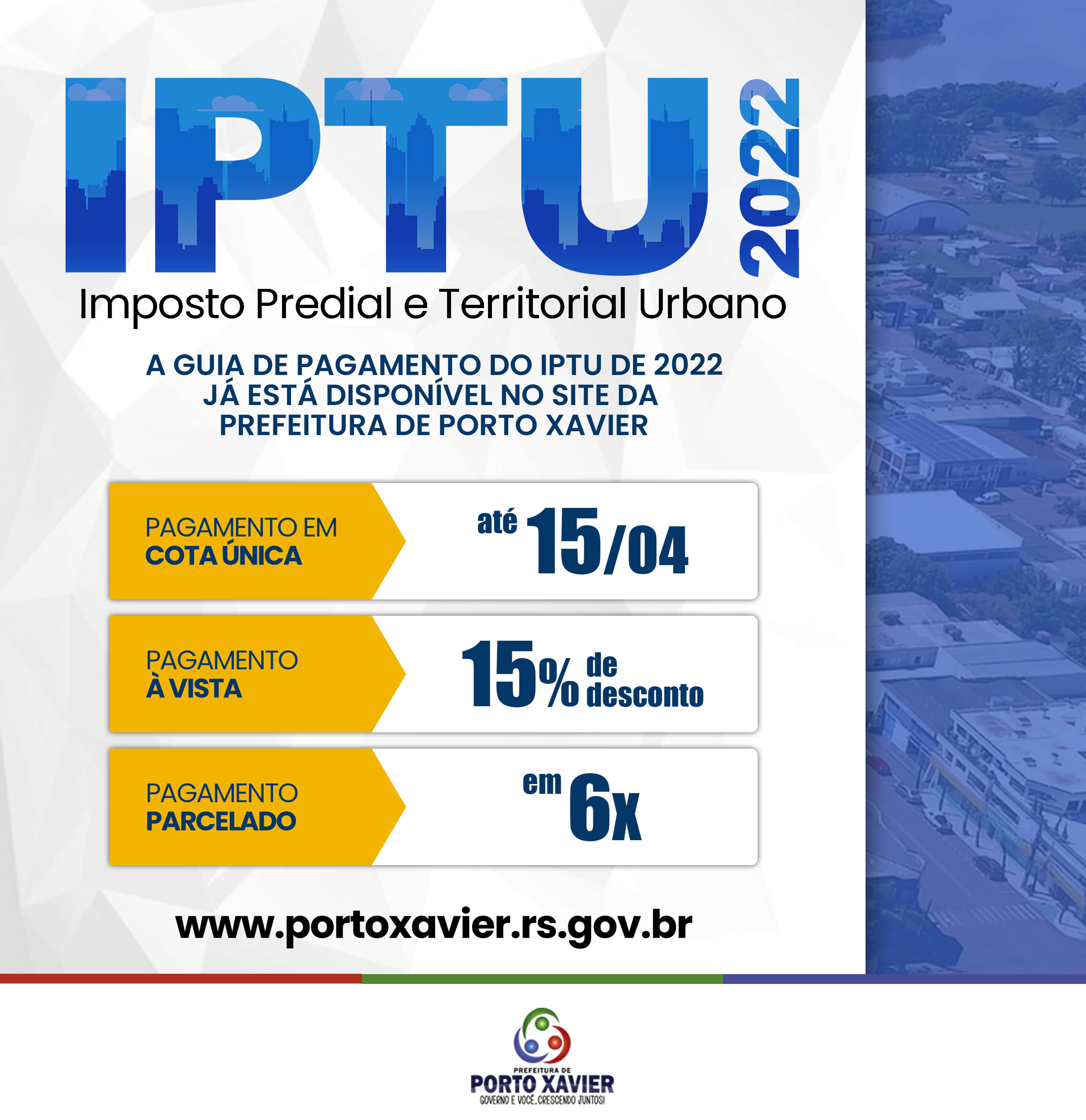 PREFEITURA DE PORTO XAVIER LANÇA CAMPANHA DO IPTU 2022
